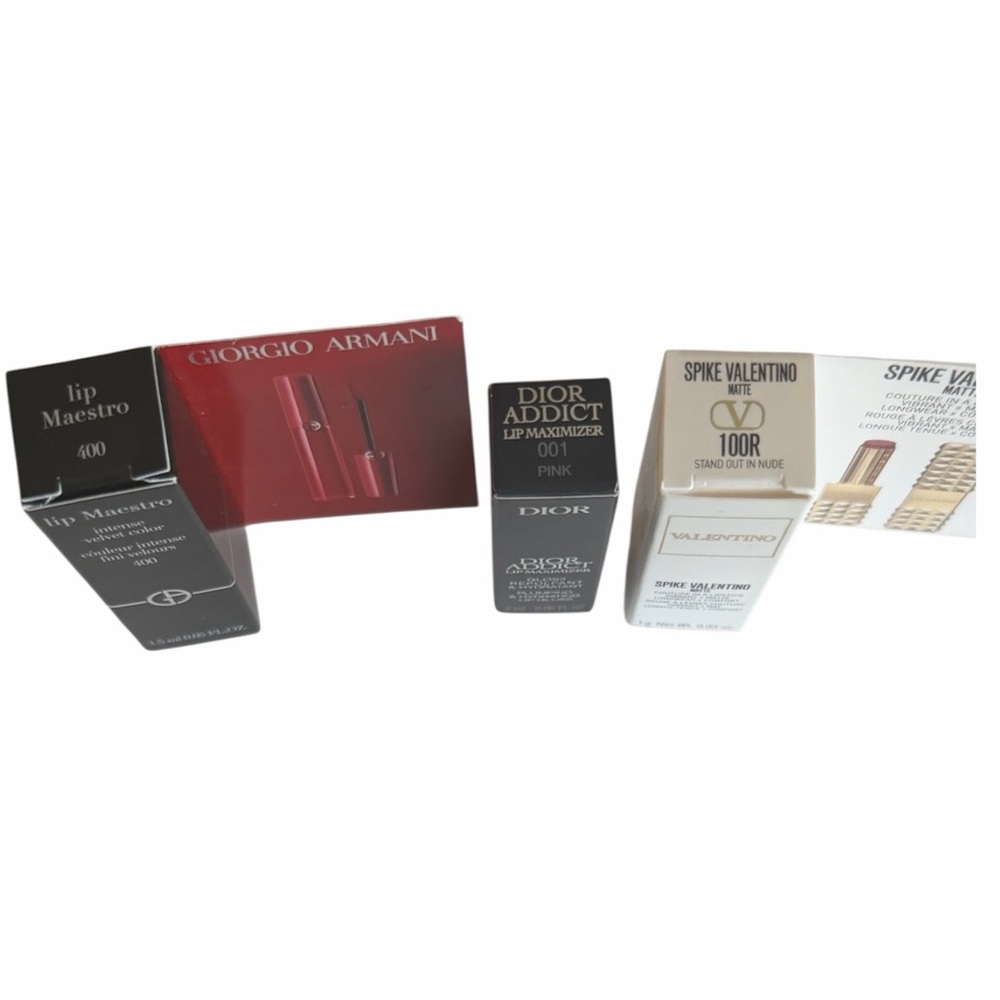 Luxury Lip Mini Bundle Dior Valentino Armani | Travel Size Lipstick & Gloss Set - Picture 5 of 7